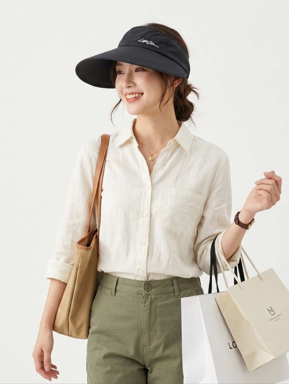 Popular New Black Visor Hat with Wide Brim